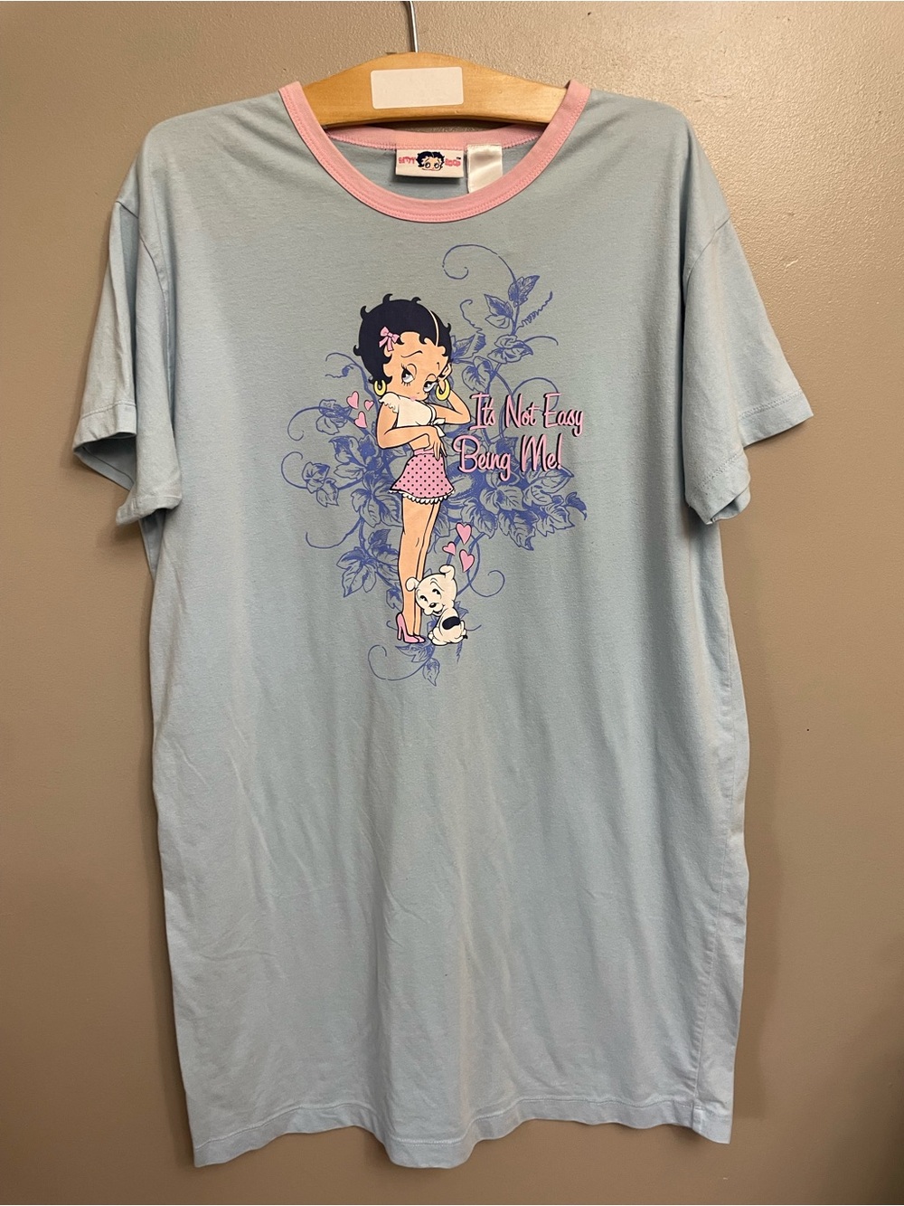 Betty Boop light blue night gown dog  “It’s not easy being me”